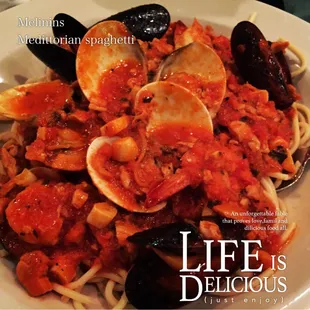 The meditation pasta with marinara sauce ! So yum!