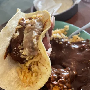 Chicken mole ask for no bones so it's easier to eat &amp; more enjoyable