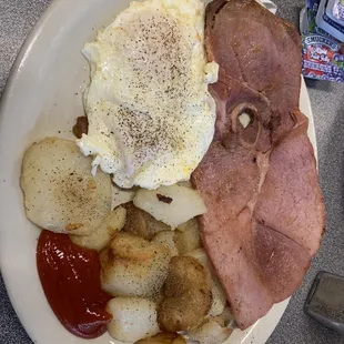 Ham steak breakfast