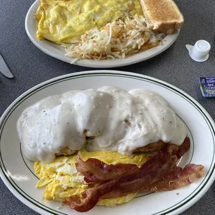 Omelet and country biscuit breakfast!
