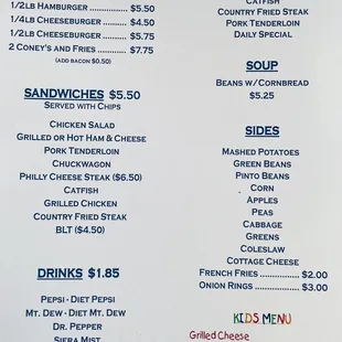 menu