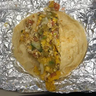Migas taco on corn