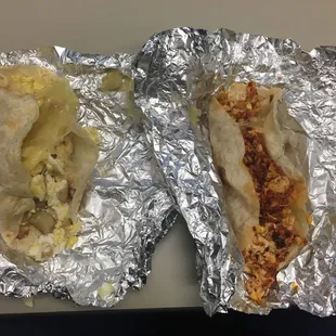 Potato:egg with cheese and chorizo/egg and cheese