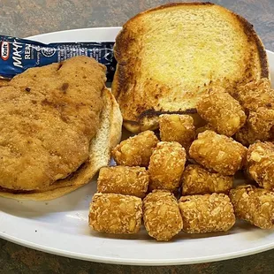 Big ol Chicken Sandwich (no cheese or pickle) with tots.