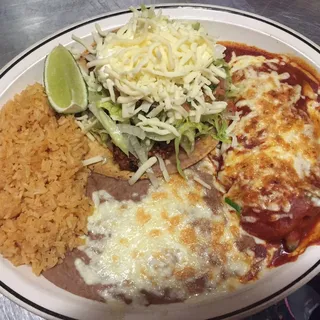 Enchilada And Chile Verde Or Chile Colorado