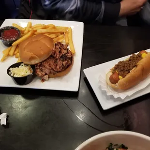 Bbq sandwich and hotdog