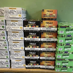 a stack of boxes of fruit