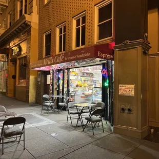 Front of building 5am.