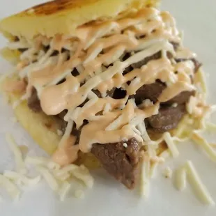 Steak and Cheese Arepa