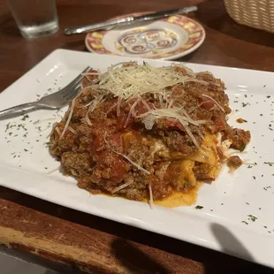 a plate of lasagna