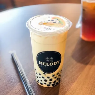 Mango jasmine milk tea $4.75+ $0.50 for boba