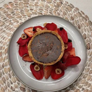 Hazelnut and chocolate tart