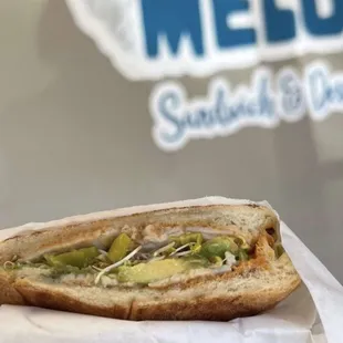 a sandwich cut in half