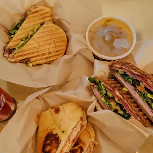 Paninis: birria, Italian, pizza