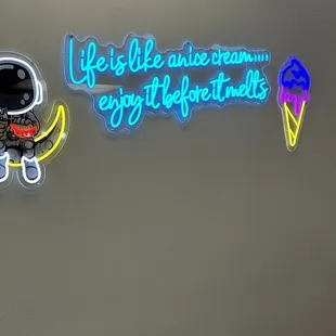 Sign on the wall.