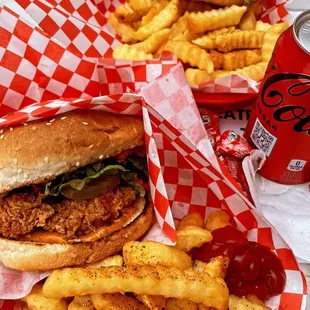 Top: Southwest Bacon Burger (Glatt kosher ) Bottom: Spicy Chicken Sandwich (Glatt Kosher) Double