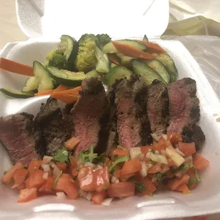 Steak Ranchero soooooo good!  Comes with bread and mashed potato.