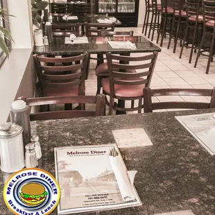 tables and chairs in a restaurant