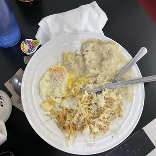 Biscuits and Gravy Sausage and Eggs All Day Breakfast