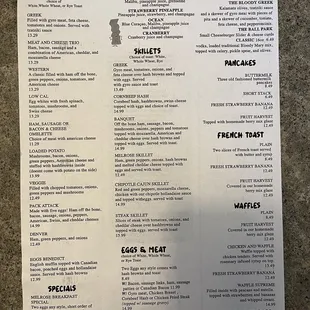 the breakfast menu on the table