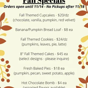 Fall Specials