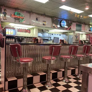 the interior of a diner