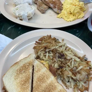 two plates of food on a table