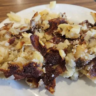 The shredded hash browns were delicious and buttery.