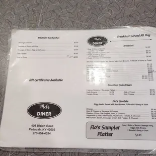 menu