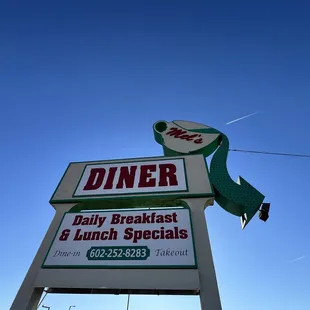 a sign for the diner