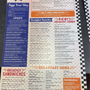 the menu and prices