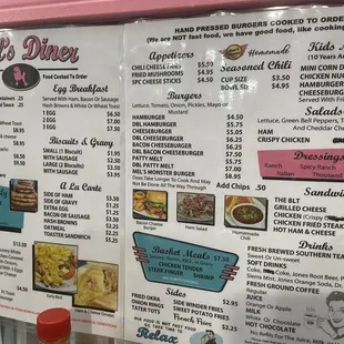 Menu, Mel&apos;s Diner, Prairie Grove, AR.