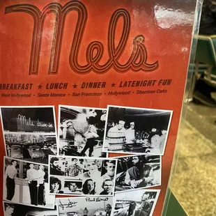 the menu for the meal