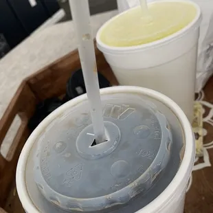 Large rootbeer and mt dew