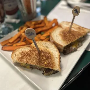 Short Rib Grilled Cheese with Sweet Potato Fries
