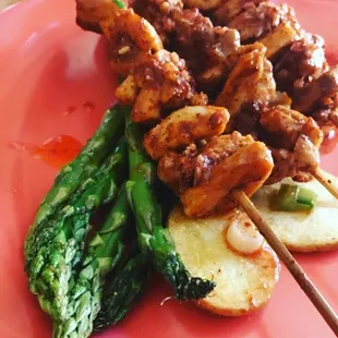 Chicken thigh anticuchos. Delicious