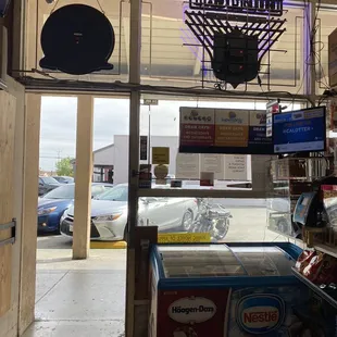 a view of a liquor store