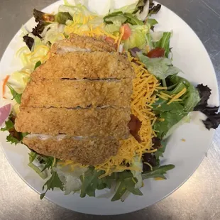 crispy chicken salad nd also we have grilled chicken.