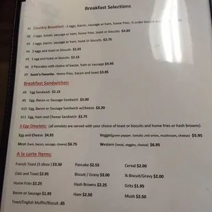 menu