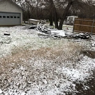 Snow in the backyard