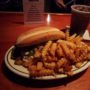 Steak sandwich with fries! Can't go wrong with dinner on a Sunday at Mel's!!!