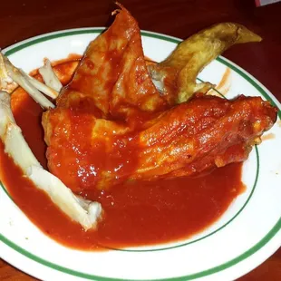 Triple X wing... BE WARNED - two bites in and though the flavor is great - the heat will do you IN!  Sam makes some amazing stuff!!!