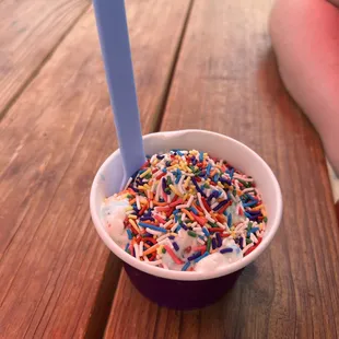 1 scoop birthday cake w/ rainbow sprinkles