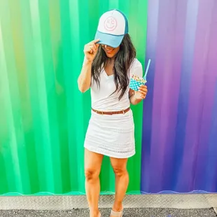 One scoop ice cream outside of the window