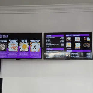 Menu on the TVs