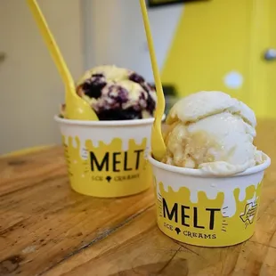 (L) Lemon Blueberry Pie &amp; (R) Texas Lavender Honey Crunch - summer seasonal menu