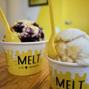 (L) Lemon Blueberry Pie &amp; (R) Texas Lavender Honey Crunch - summer seasonal menu