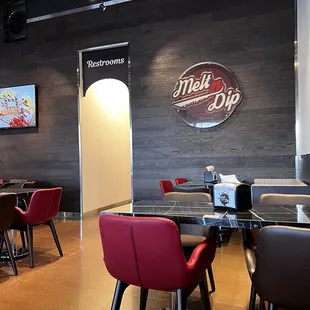 tables and chairs in a restaurant