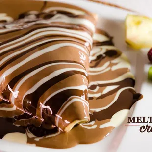 a dessert with chocolate and fruit