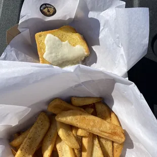 Signature Melter Skelter Grilled Cheese with a side of amazing fries!